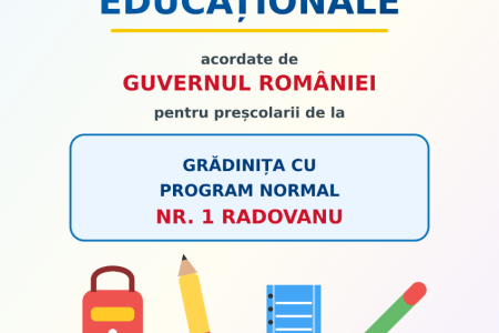 Tichete educaționale pentru preșcolari – sprijin acordat de Guvernul României.
